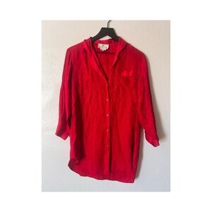Nordstrom Silk Red Button Front Shirt Women’s Size small
